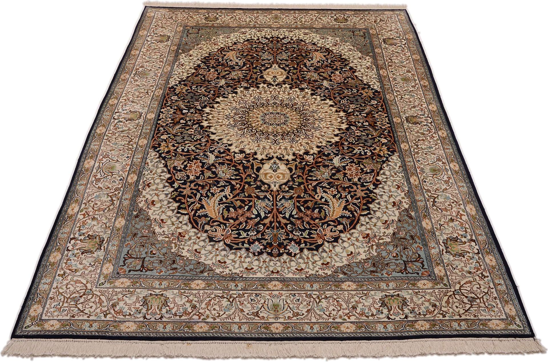 Orientteppich Kaschmir 187 x 282 cm Seide handgeknüpft