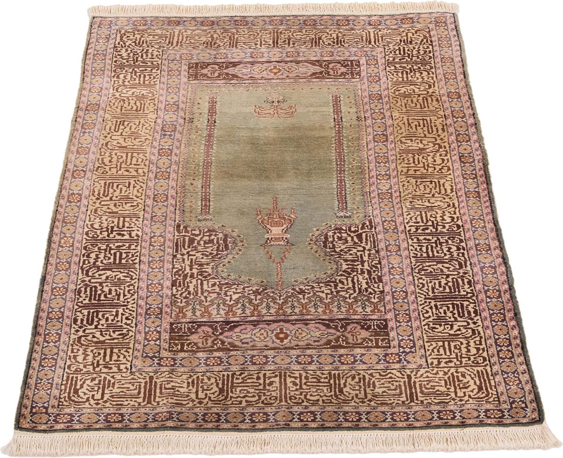 Orientteppich Kaiseri 86 x 133 cm Seide handgeknüpft antik