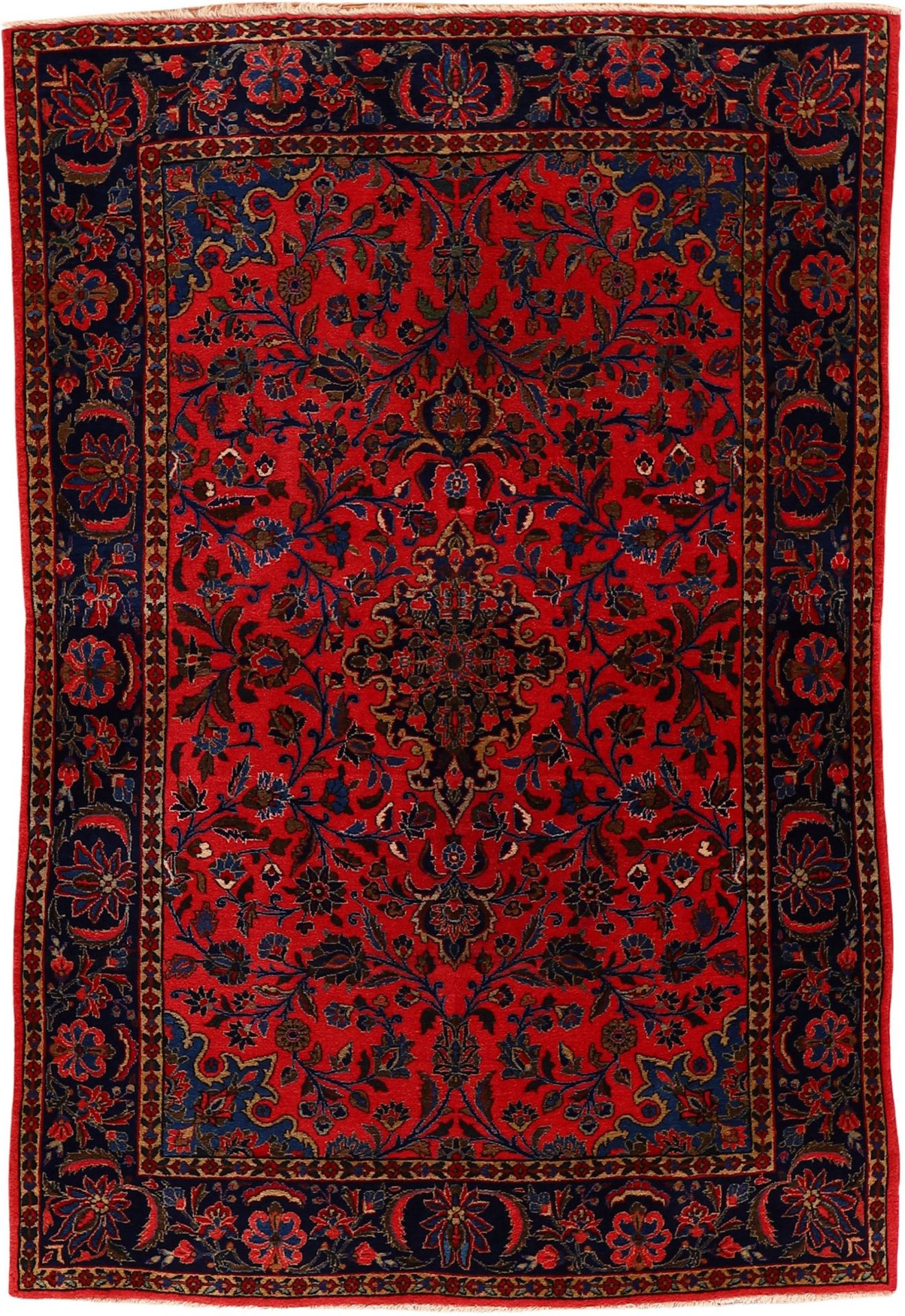 Perserteppich Kashan 135 x 200 cm Schurwolle handgeknüpft