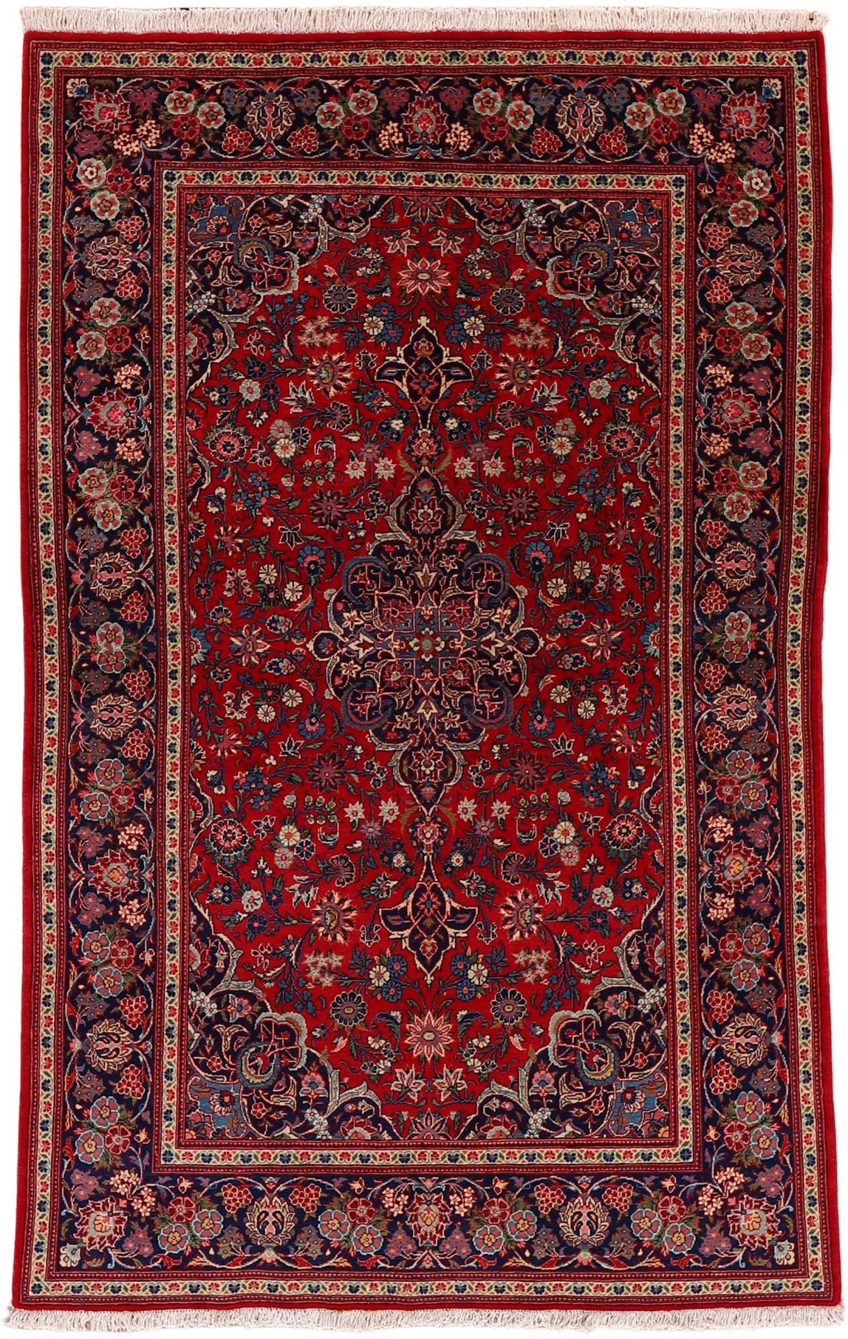 Perserteppich Kashan 131 x 210 cm Schurwolle handgeknüpft Vintage