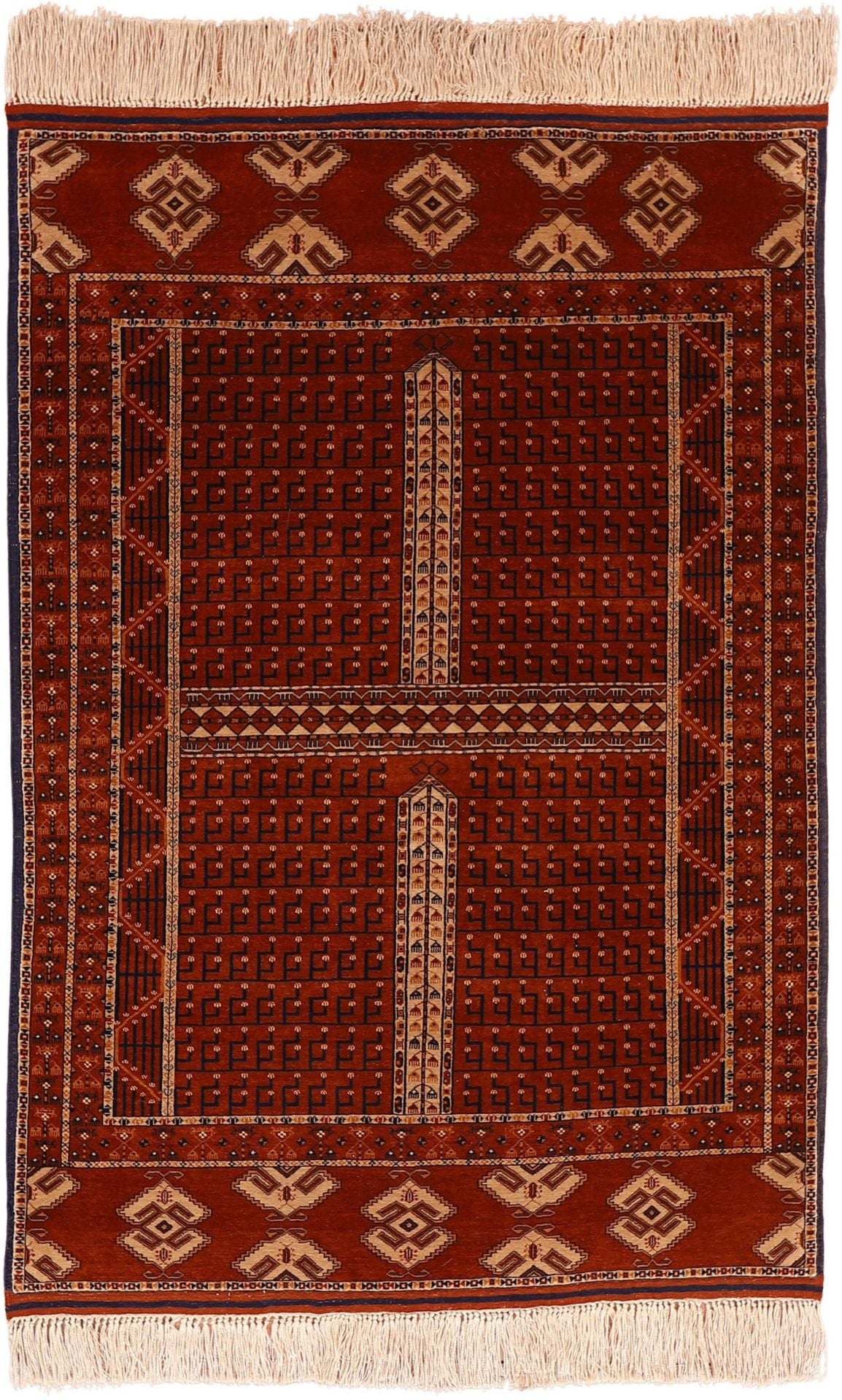 Orientteppich Afghan 123 x 179 cm Seide handgeknüpft antik