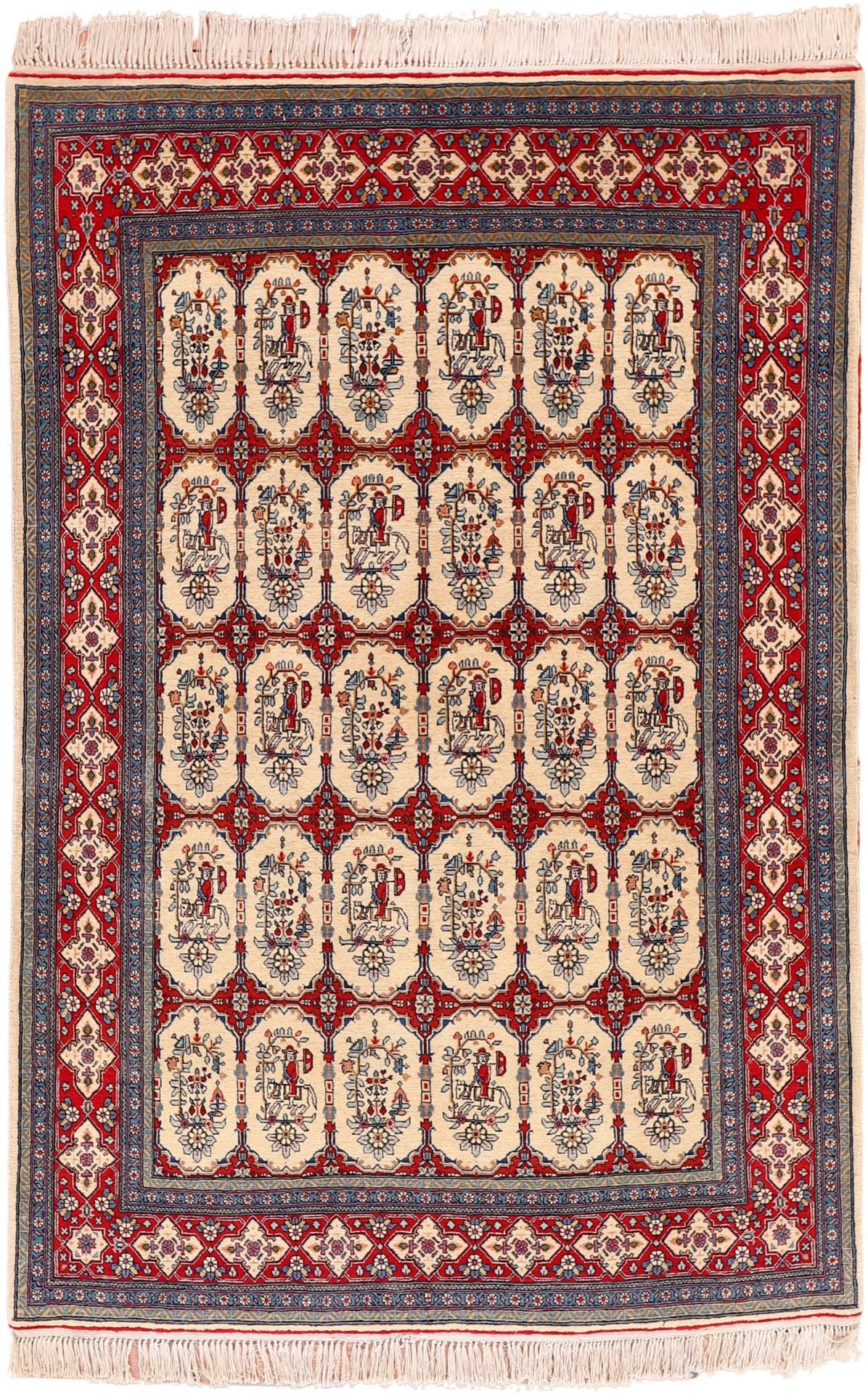 Perserteppich Kashan 134 x 202 cm Schurwolle handgeknüpft antik