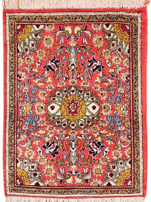Orientteppich Neusiedl am See 7100 – Professioneller Fachexperte & Sofortzahlung – Handgeknüpfter Orientteppich Perserteppich Ghom 60 x 77 cm Seide handgeknüpft exklusiv