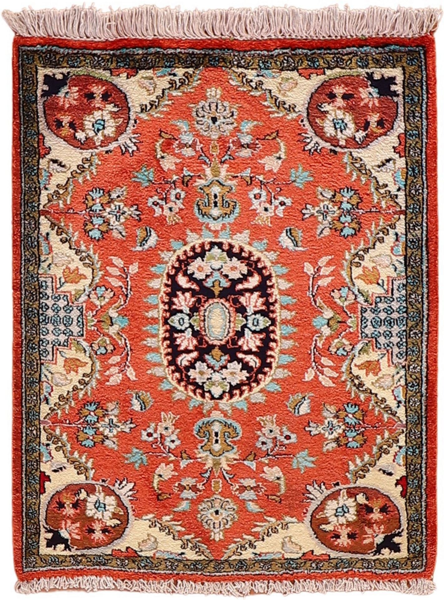 Perserteppich Ghom 58 x 75 cm Seide handgeknüpft exklusiv
