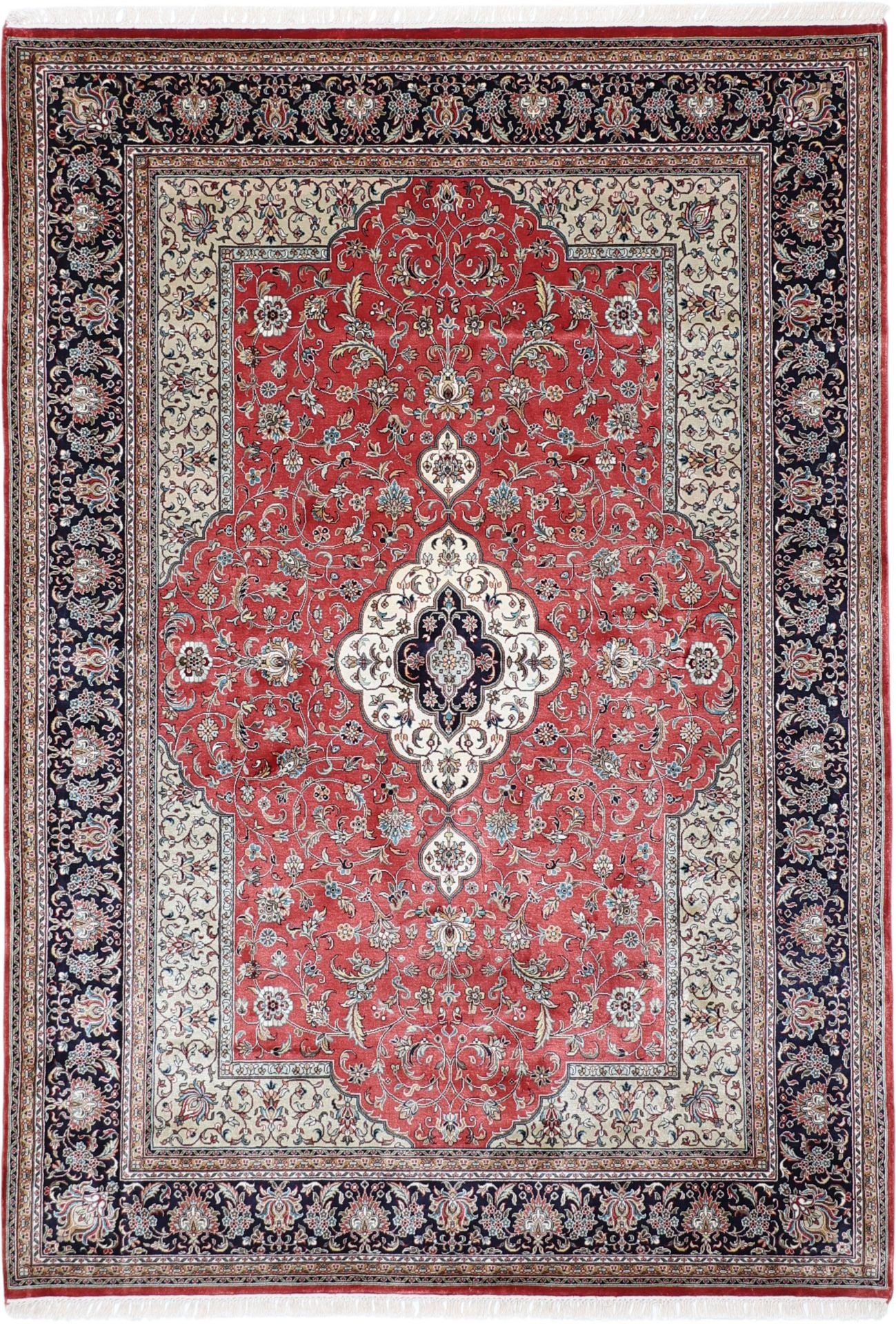 Orientteppich Kashmir 168 x 239 cm Seide handgeknüpft Pastell