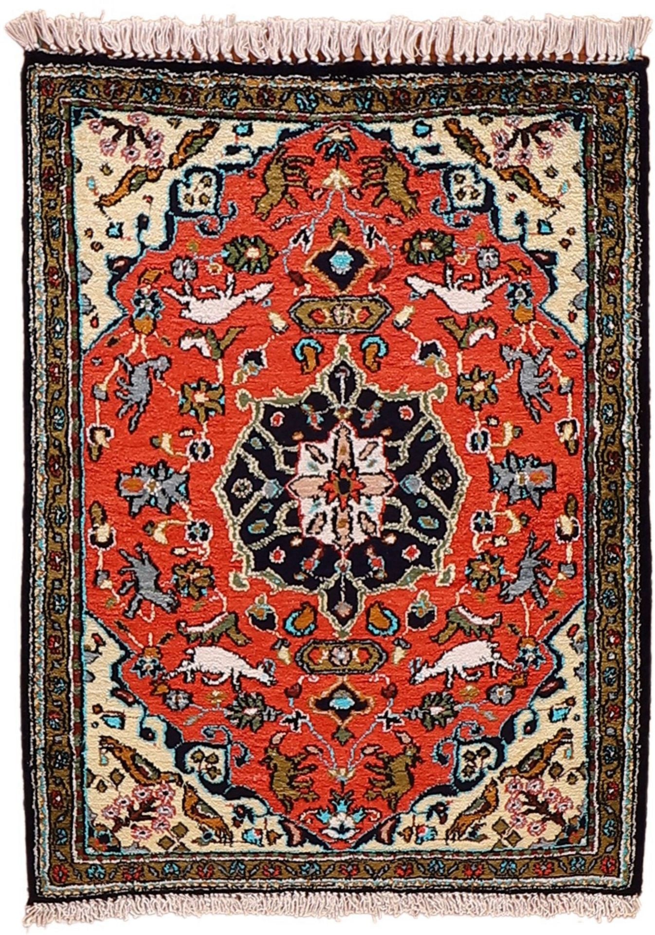 Perserteppich Ghom 58 x 78 cm Seide handgeknüpft exklusiv