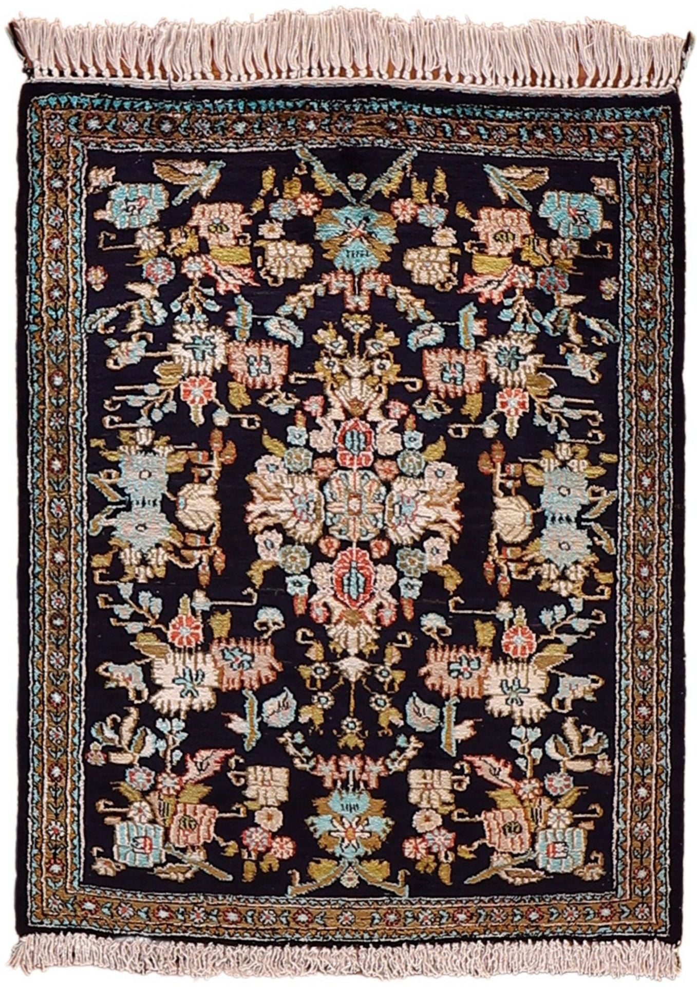 Perserteppich Ghom 57 x 74 cm Seide handgeknüpft