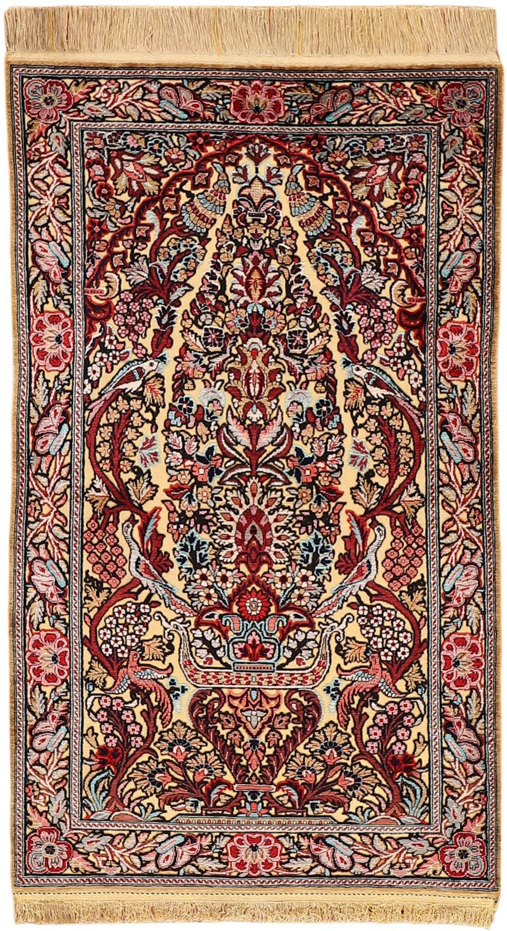 Perserteppich Ghom 77 x 133 cm Seide handgeknüpft