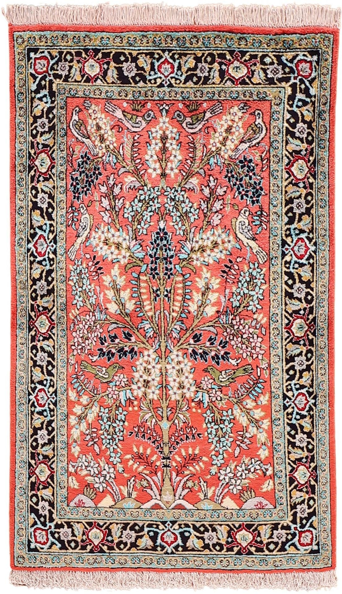 Perserteppich Ghom 72 x 122 cm Seide handgeknüpft exklusiv