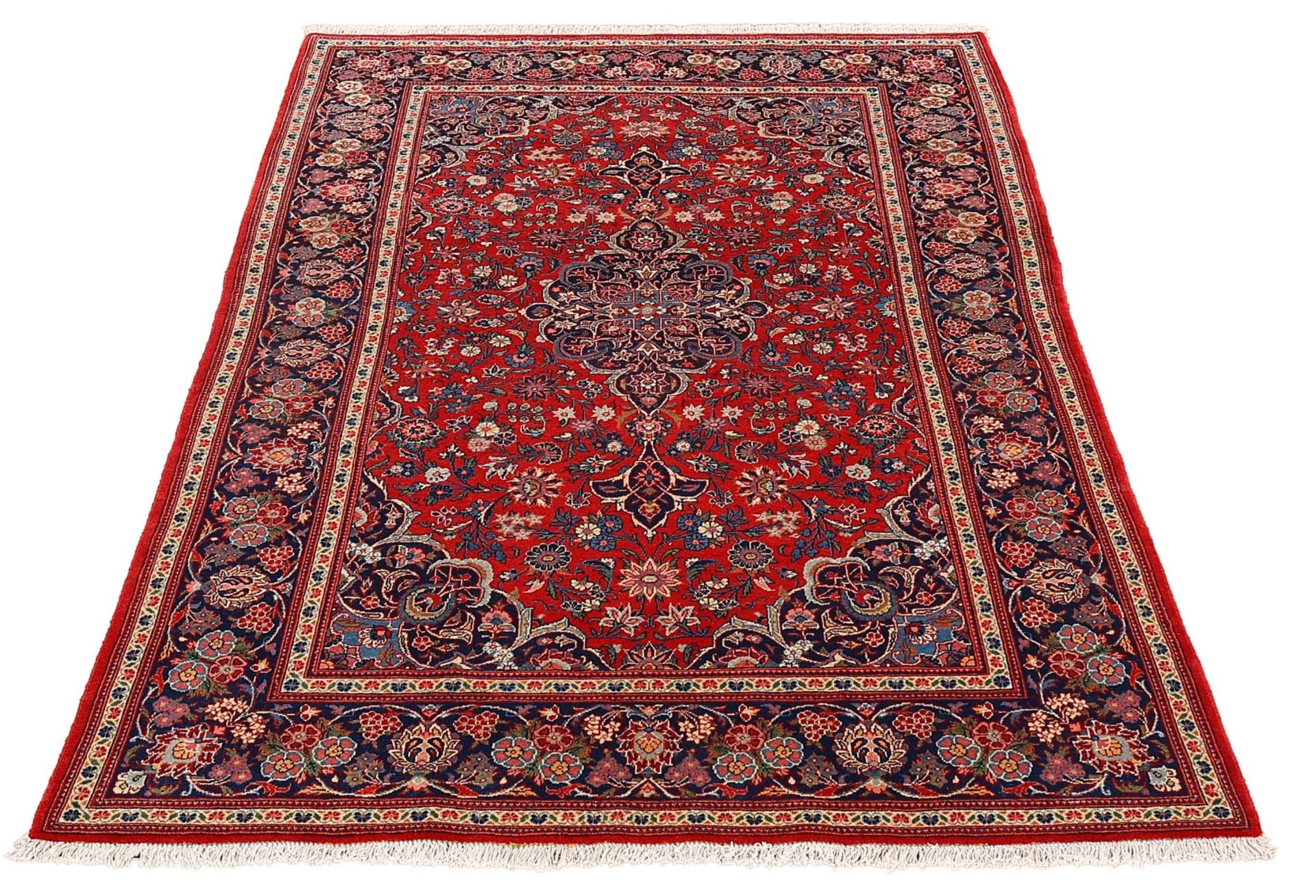 Perserteppich Kashan 131 x 210 cm Schurwolle handgeknüpft Vintage