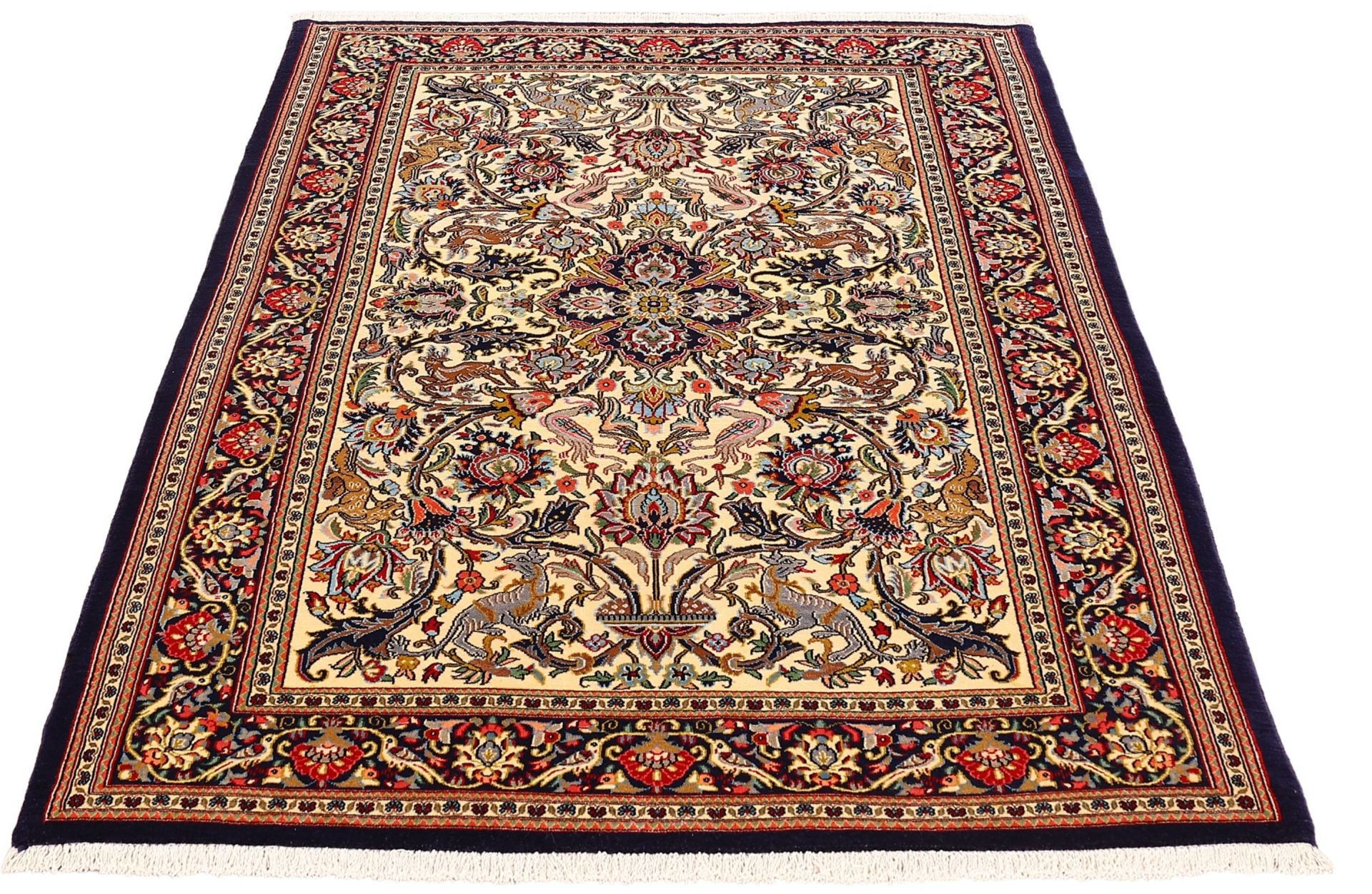 Perserteppich Ghom 135 x 219 cm Schurwolle Seide handgeknüpft