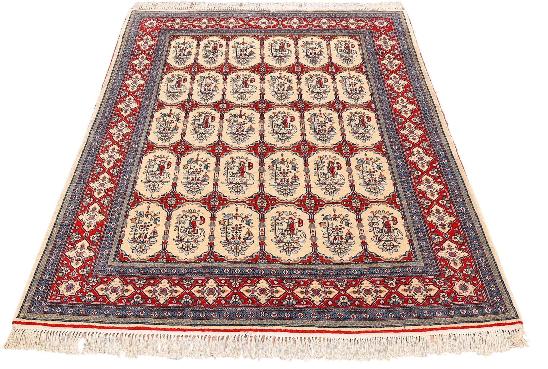 Perserteppich Kashan 134 x 202 cm Schurwolle handgeknüpft antik