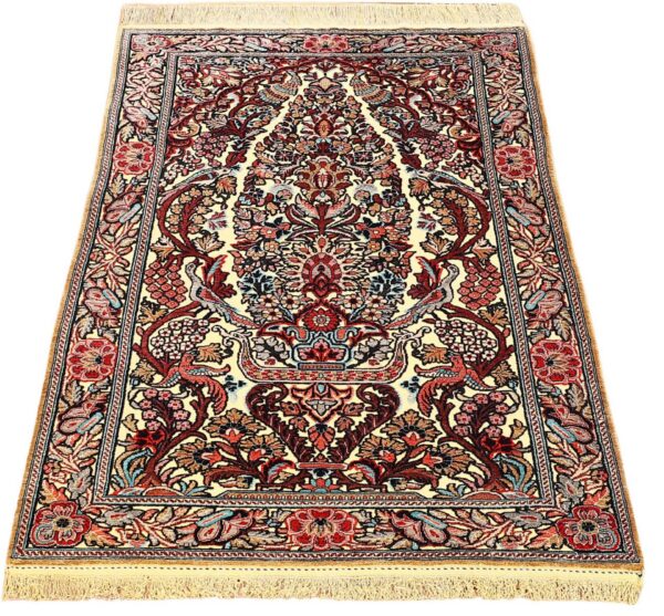 Perserteppich Ghom 77 x 133 cm Seide handgeknüpft