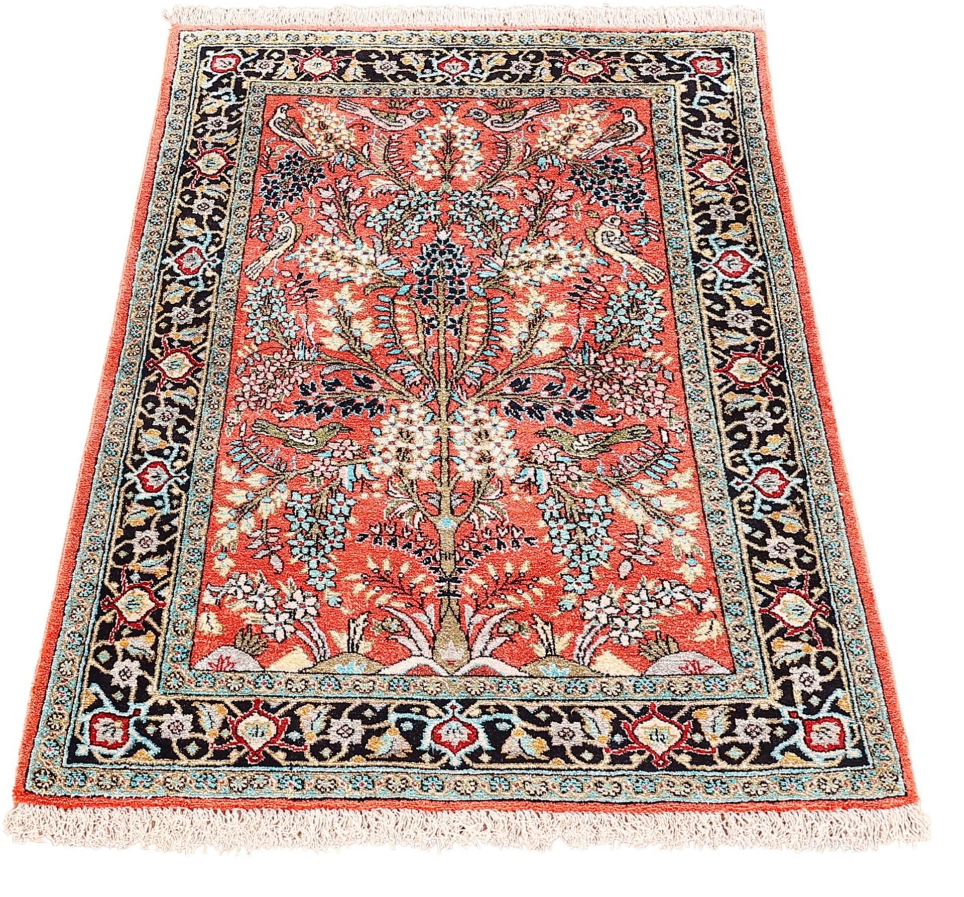 Perserteppich Ghom 72 x 122 cm Seide handgeknüpft exklusiv