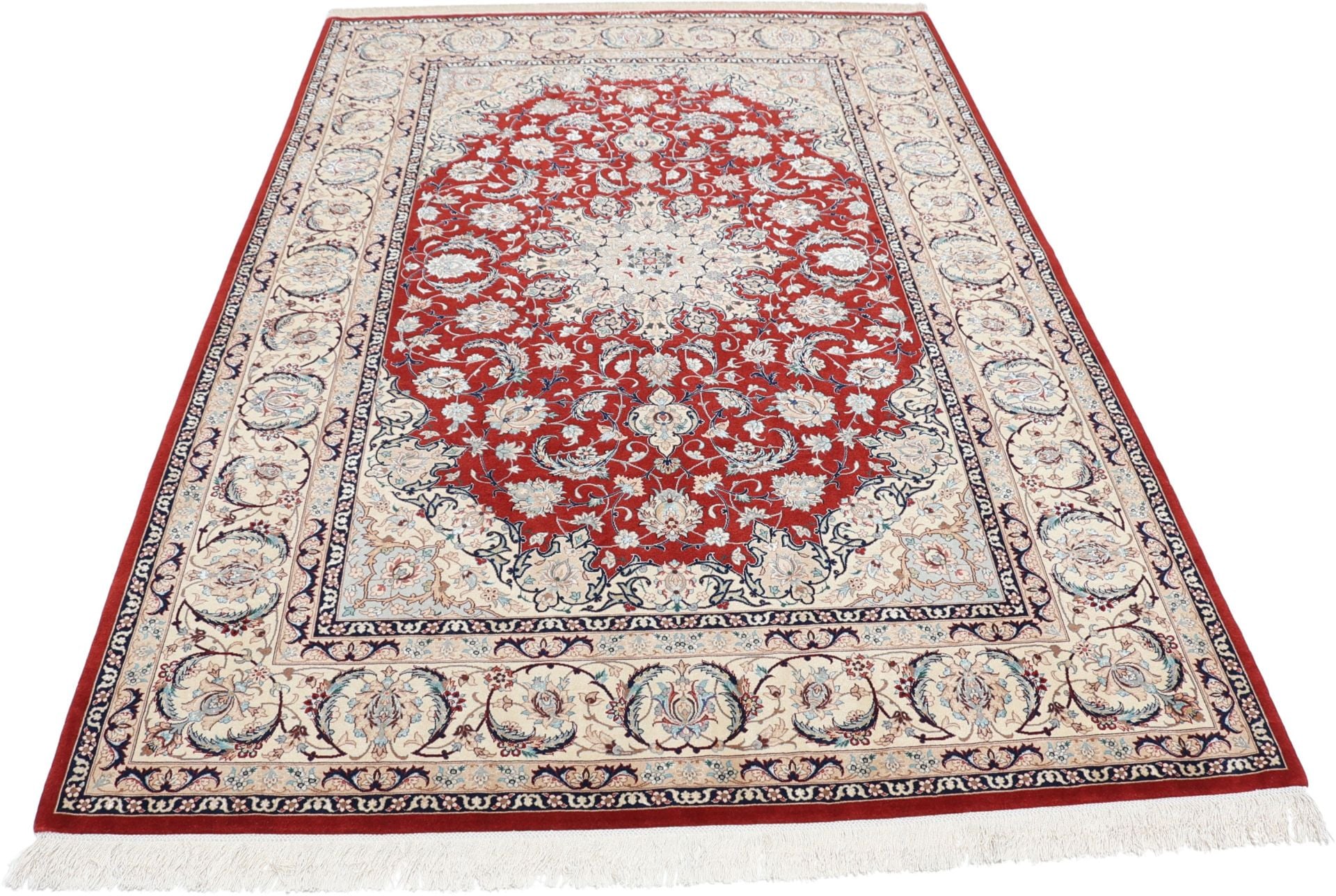 Perserteppich Isfahan 150 x 226 cm Schurwolle Seide handgeknüpft