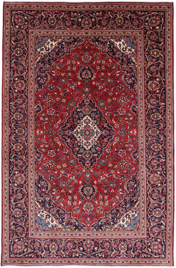 Perserteppich Kashan 198 x 304 cm Schurwolle handgeknüpft