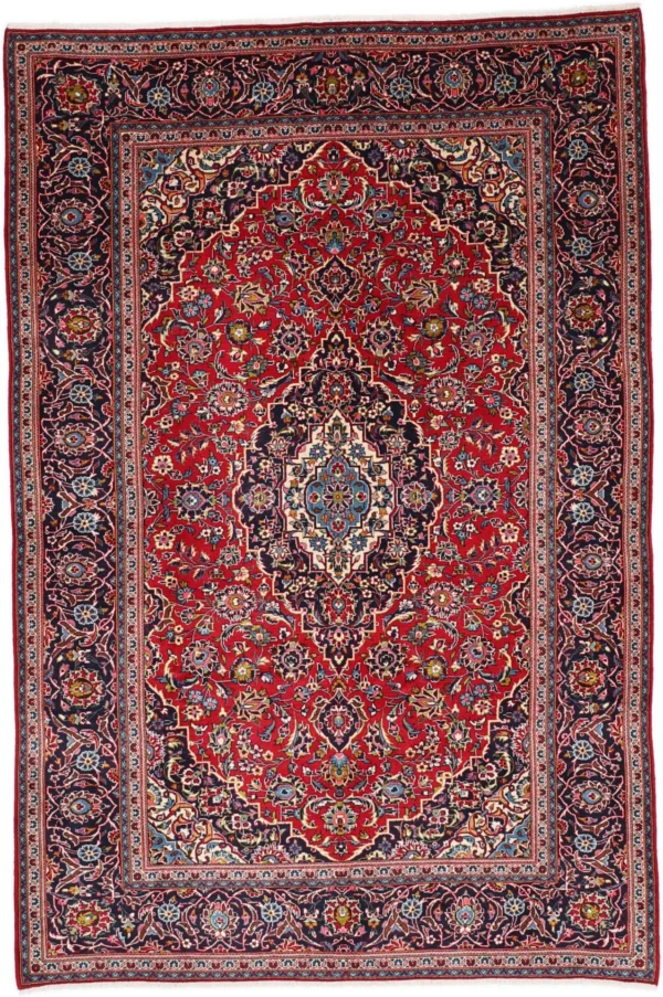 Perserteppich Kashan 202 x 304 cm Schurwolle handgeknüpft