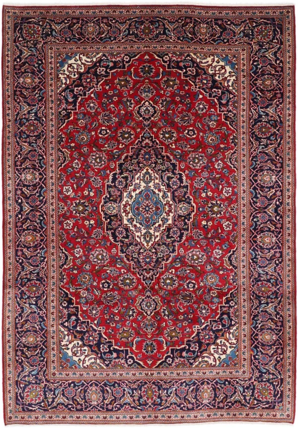 Perserteppich Kashan 198 x 285 cm Schurwolle handgeknüpft
