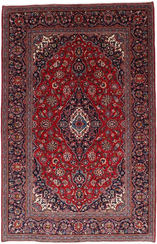 Perserteppich Kashan 198 x 302 cm Schurwolle handgeknüpft