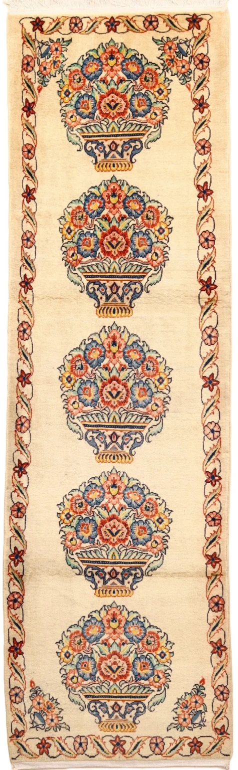 Perserteppich Sarough 298 x 90 cm Wolle handgeknüpft Läufer