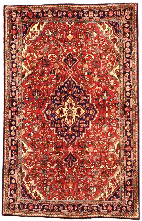 Perserteppich Malayer 208 x 133 cm Wolle handgeknüpft Rot-Orange