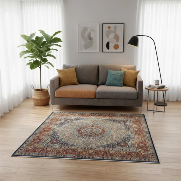 Perserteppich Moud 225 x 223 cm Schurwolle handgeknüpft Senneh