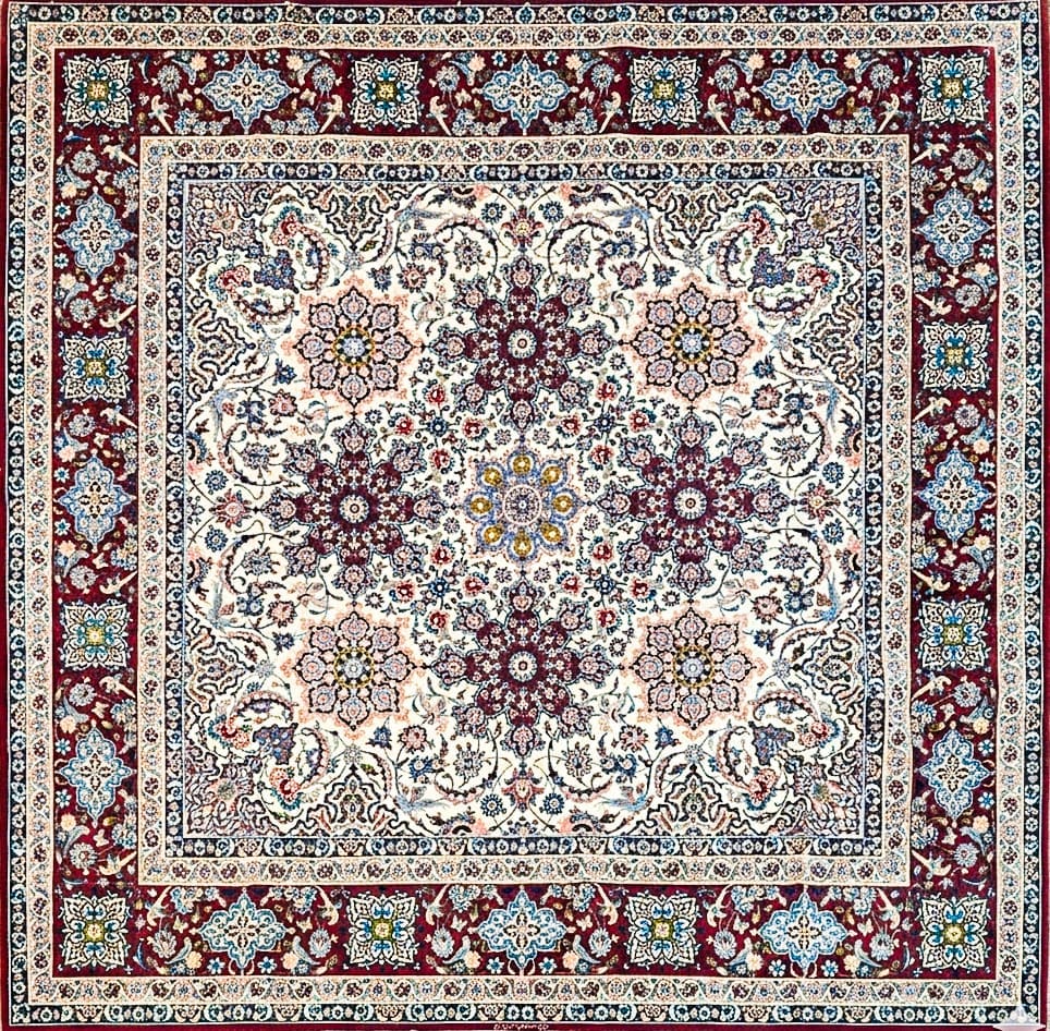 Square silk rug