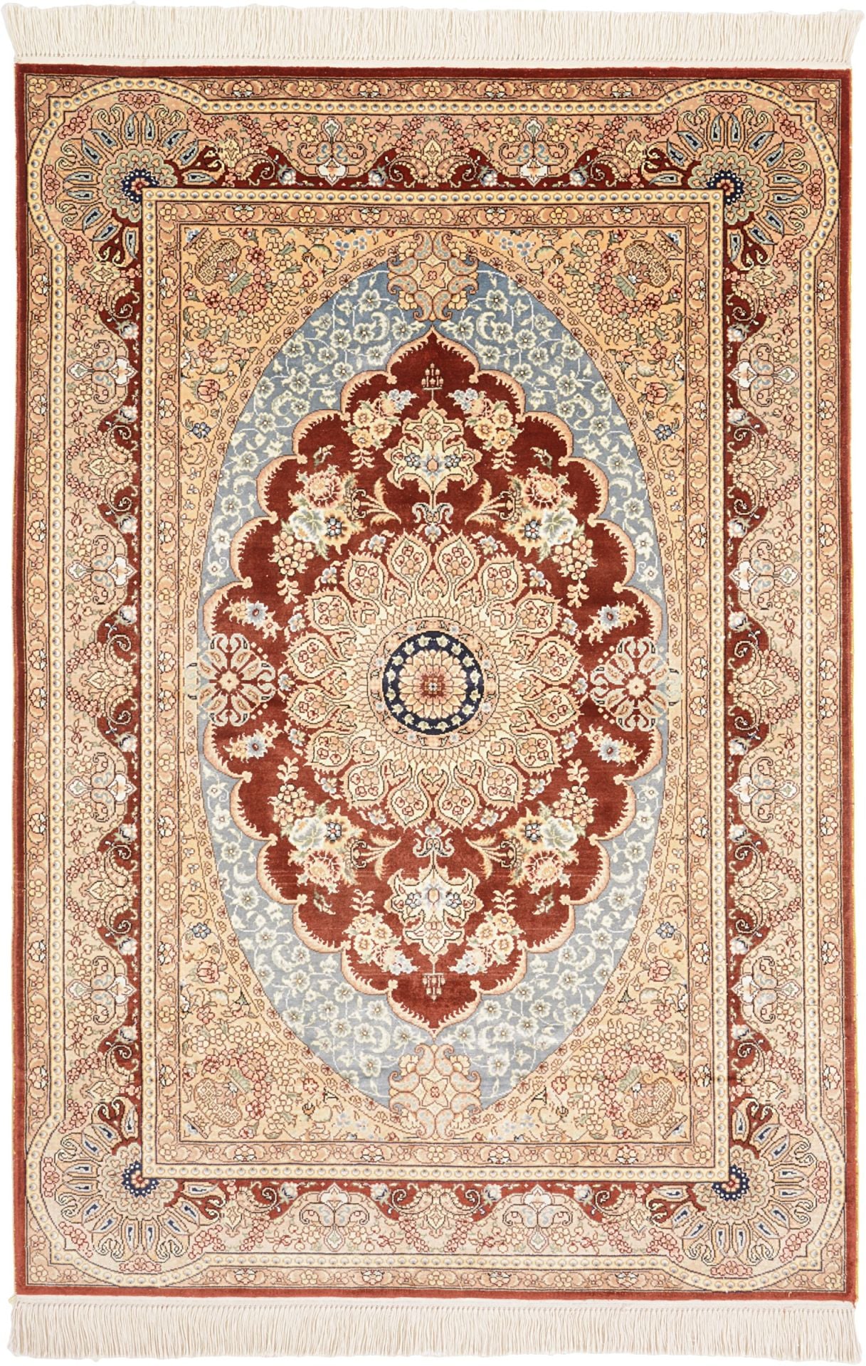 Qom Oriental Rug 136 × 92 cm, silk, hand-knotted