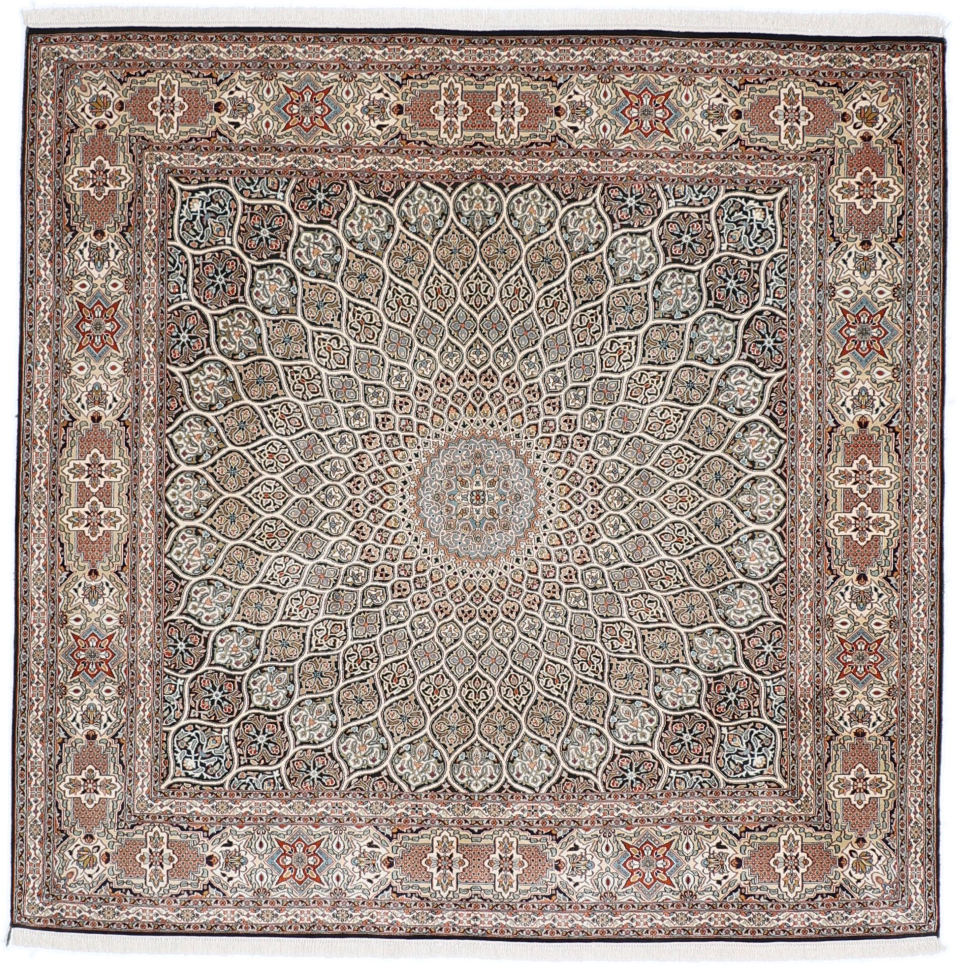 Kashmir Oriental Rug 187 × 183 cm, silk, hand-knotted