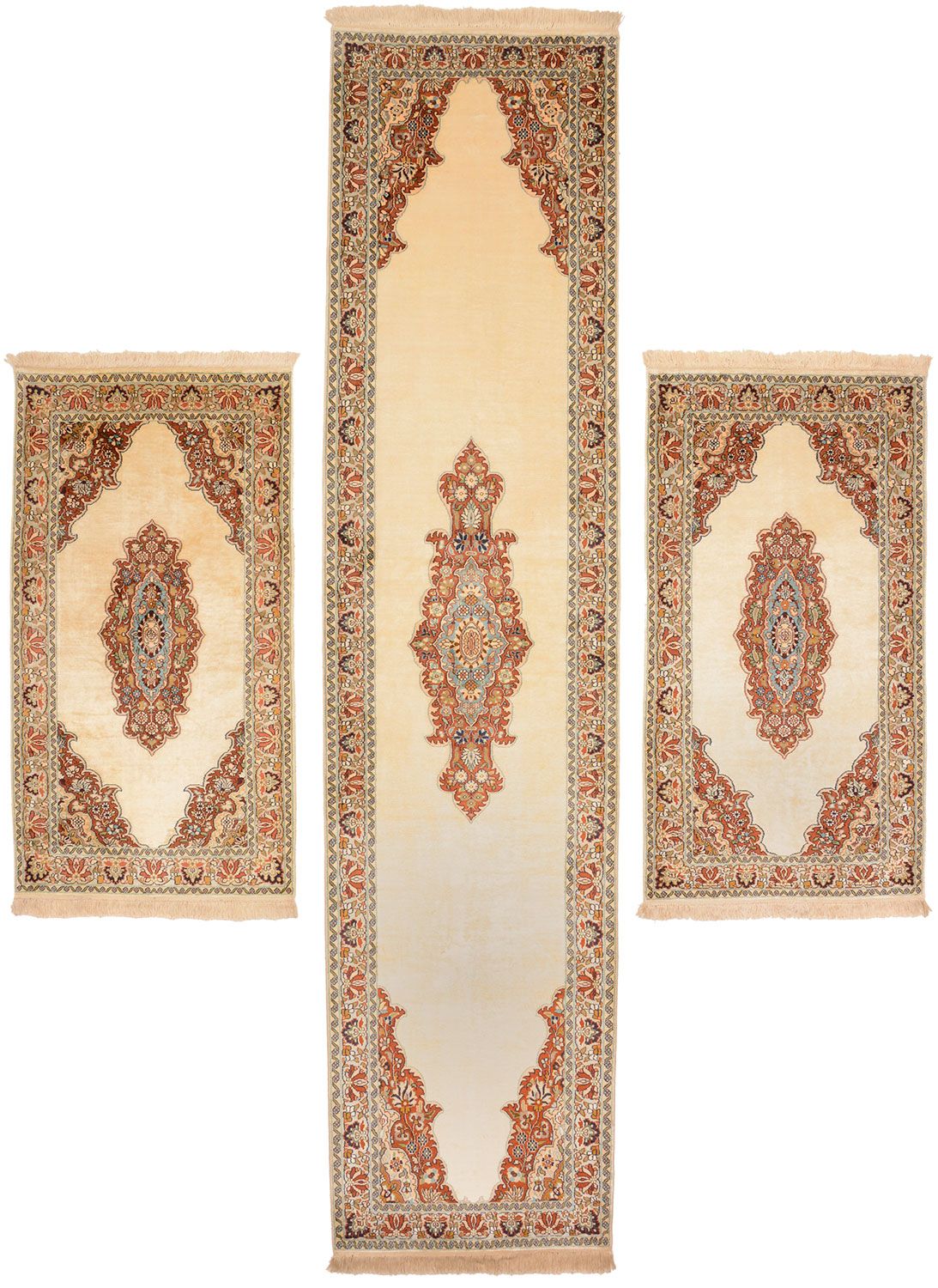 Kashmir Oriental Rug 328 × 77 cm, silk, hand-knotted