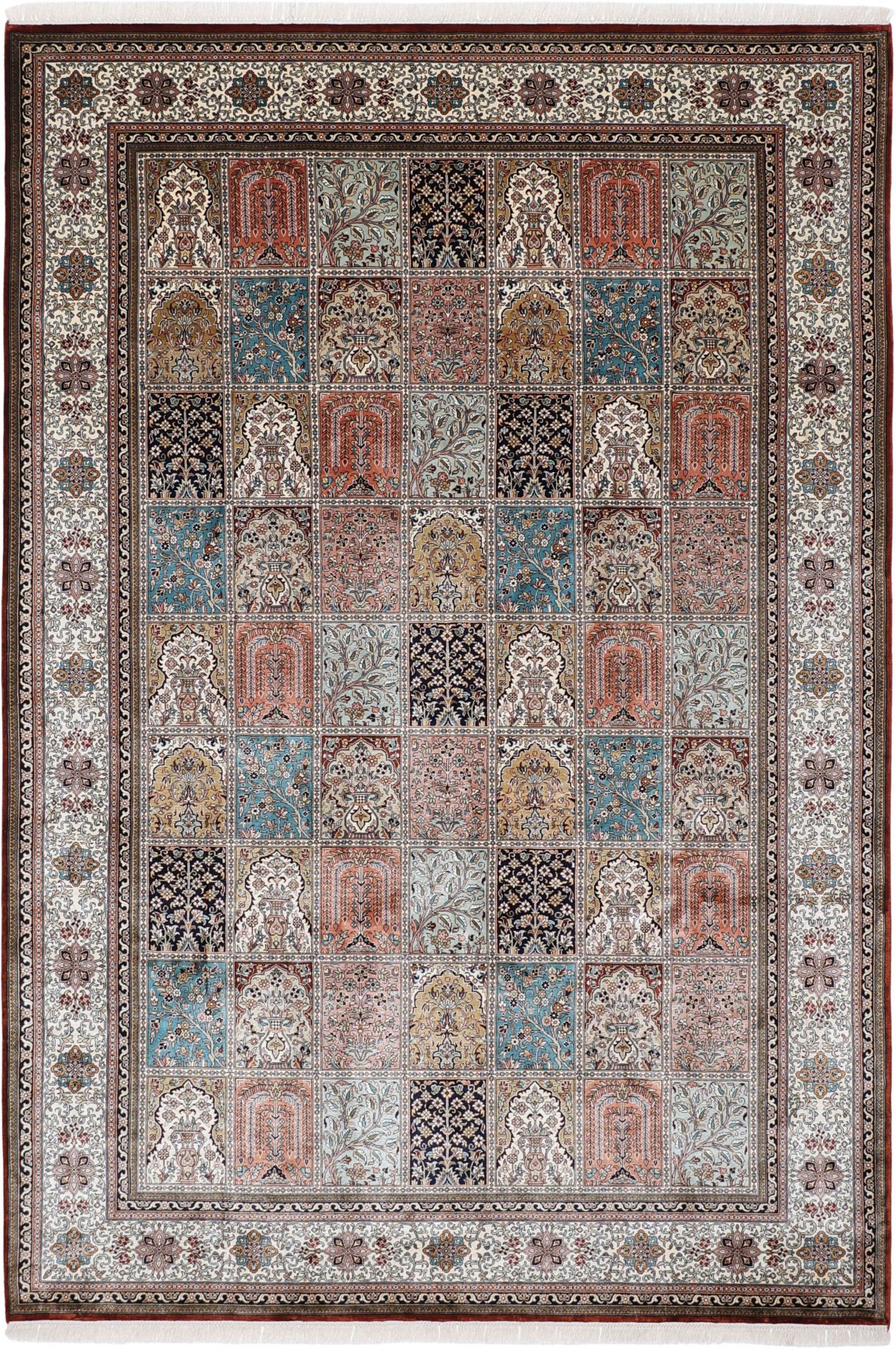 Kashmir Oriental Rug 296 × 203 cm, silk, hand-knotted