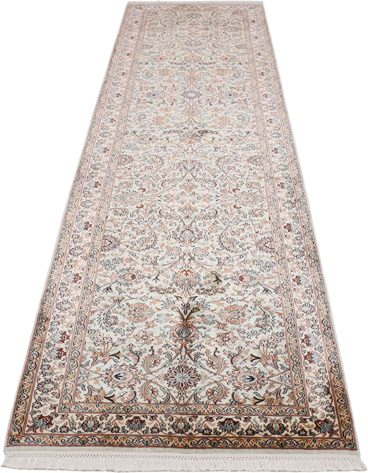 Kashmir Oriental Rug 303 × 83 cm, silk, hand-knotted — view 2