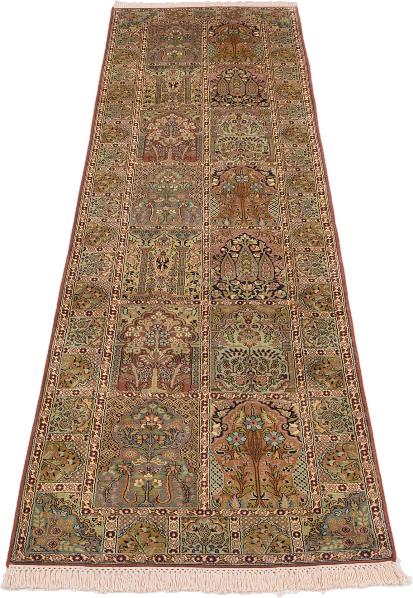 Kashmir Oriental Rug 303 × 88 cm, silk, hand-knotted — view 2