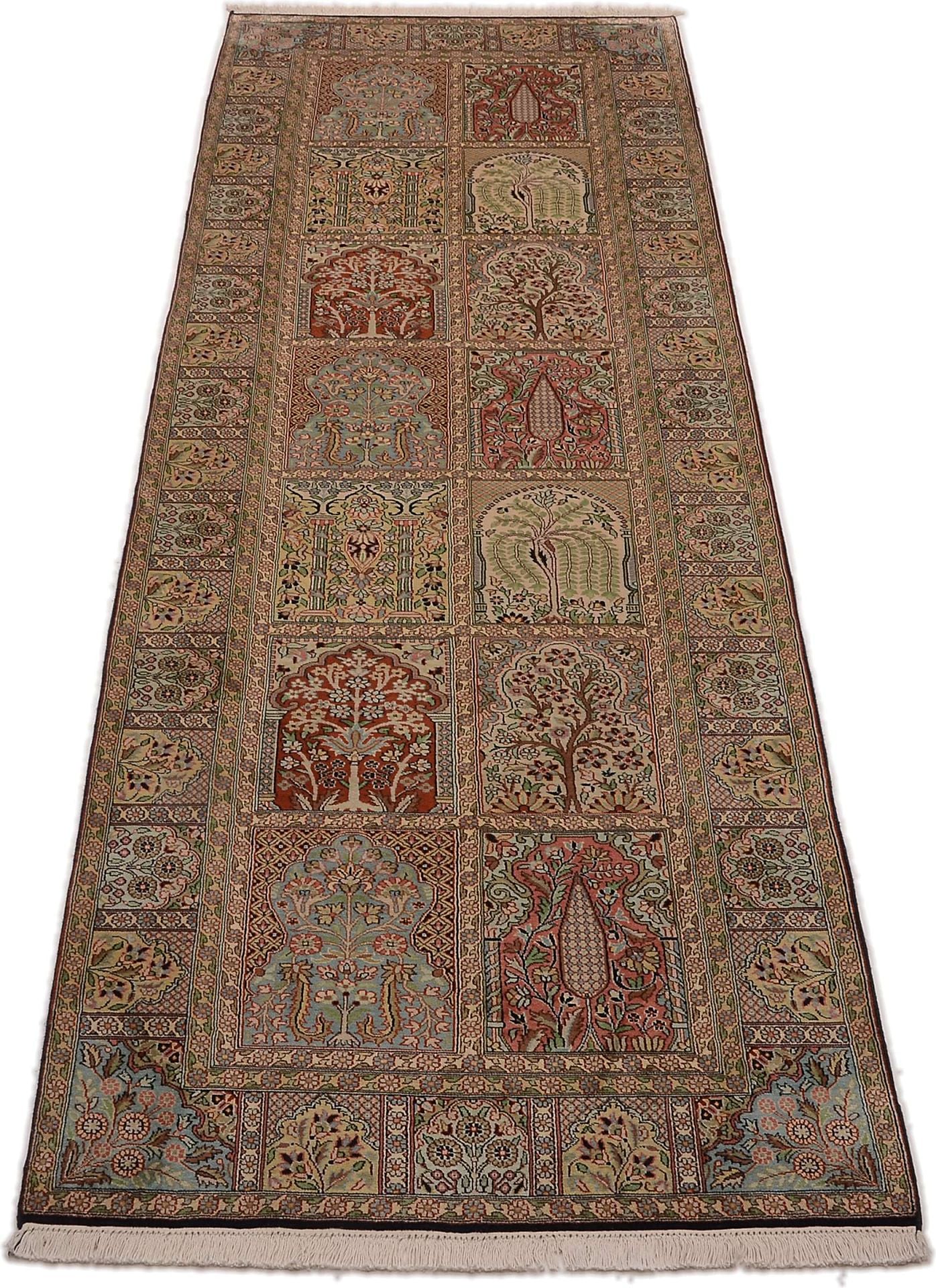 Kashmir Oriental Rug 298 × 94 cm, silk, hand-knotted — view 2