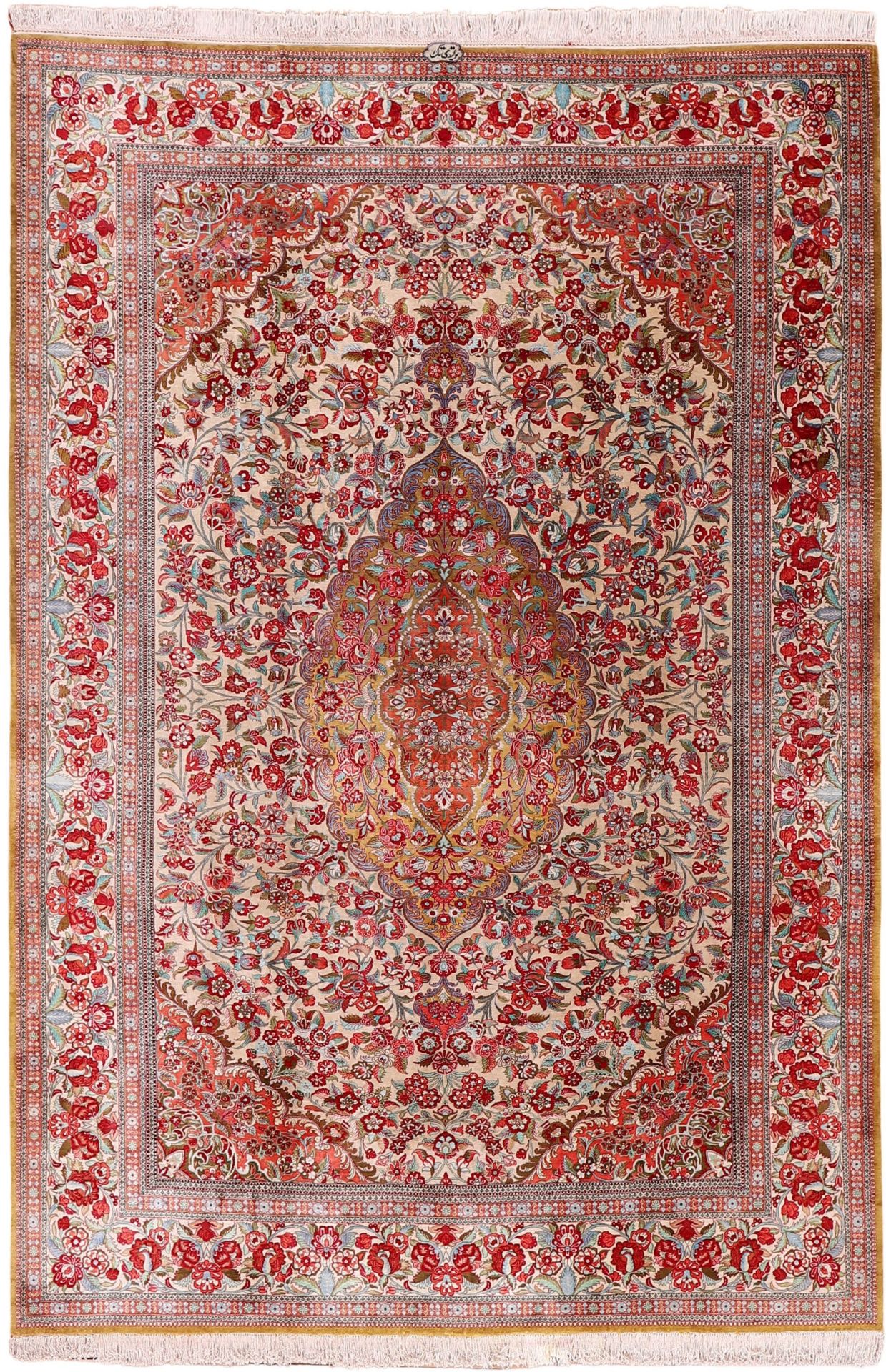 Qom Persian Rug 318 × 212 cm, silk, hand-knotted